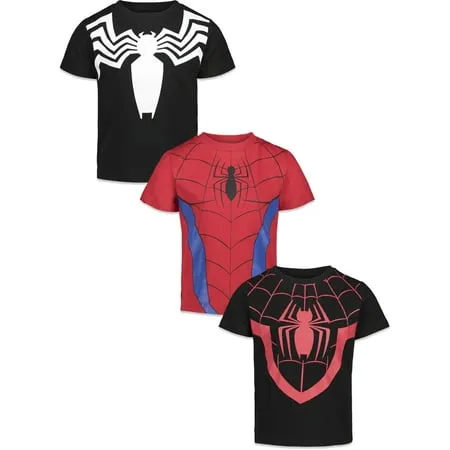 Spider-Man Toddler Boys 3 Pack Graphic T-shirts Black/Red 5T