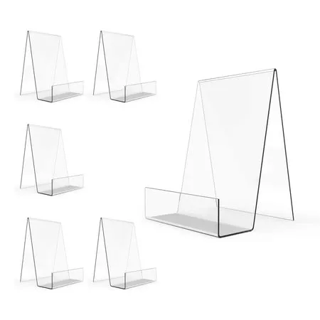 trophable 12PACK Acrylic Book Stand, 4x5 Inch Clear Book Display Easel Clear Acrylic Holder for Displaying Picture，Notebooks,Music Sheets Artworks,CDs,etc