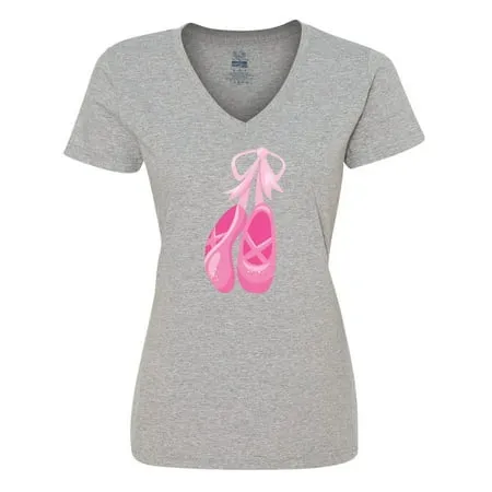 Inktastic Ballet Shoes Ballet Slippers Ballet Dance - Pink Women s V-Neck T-Shirt