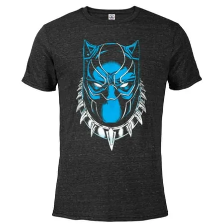 Marvel Black Panther King T Challa Mask - Short Sleeve Blended T-Shirt for Adults - Customized-Black Snow Heather