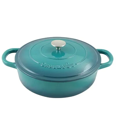 Crock Pot Artisan 5 Quart Enameled Cast Iron Braiser Pan - Teal Ombre