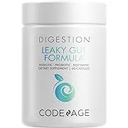 Codeage Leaky Gut, L-Glutamine for Gut Health Support, N-Acetylglucosamine Supplement, Probiotic, Butyric Acid, Polyphenols, Quercetin, DGL, Berberine, BioPerine, Cinnamon, Vegan, Non-GMO, 60 Capsules