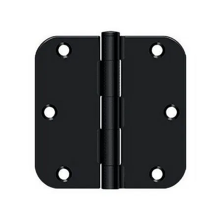 Deltana S35R5BK1B 3-1/2 Height x 5/8 Radius Plain Bearing Mortise Door Hinge Radius Corner Flat Black Bulk Pack