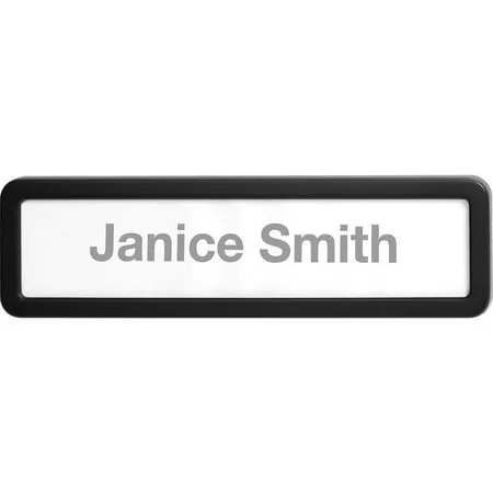 Lorell Recycled Plastic Cubicle Nameplate - 1 Each - 0.9 Width x 2.7 Height - Plastic - Black