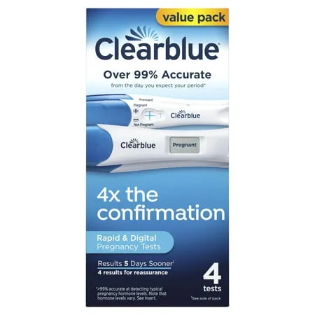 Clearblue Pregnancy Test Combo Pack, 4ct - Digital with Smart Countdown & Rapid Detection