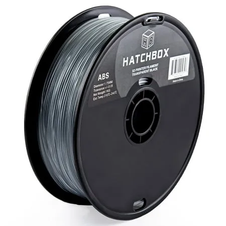 HATCHBOX ABS 1.75 mm 3D Printer Filament in Transparent Black, 1kg Spool