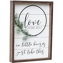 Love Grows Best in Little House Just Like This Rustic Framed Wood Wall Decorative ...