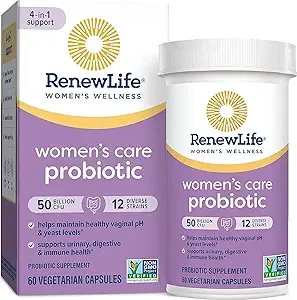 Renew Life Women's Probiotic Capsules, 50 Billion CFU Guaranteed, Supports Vaginal, Urinary, Digestive and Immune Health*, L. Rhamnosus GG, Dairy, Soy and gluten-free, 60 Count