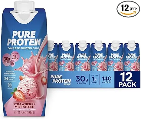 Pure Protein Shake, Strawberry, 30g Protein, 11 fl oz, 12 ct