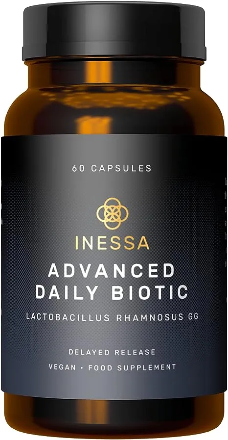 Inessa Daily Biotic - Probiotics for Women Digestive Health with Delayed Release Technology - Advanced Probiotic with 10 Billion CFU - Lactobacillus Rhamnosus Strain 60 Vegan Capsules for Men & Women