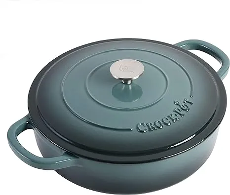 Crock Pot Artisan 5 Quart Enameled Cast Iron Braiser Pan - Teal Ombre