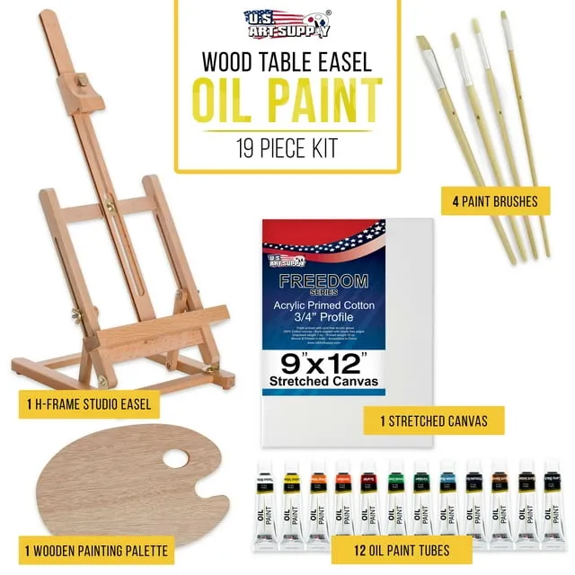 U.S. Art Supply 21-Piece Artist Acrylic Painting Set with Wooden H-Frame Stud...