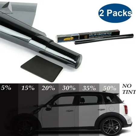 Sixtyshades 2 Packs Window Film One Way Mirror Film Privacy Static Non-Adhesive Decorative Heat Control Anti UV Window Tint Charcoal Black Car Glass Office (35% Shade)