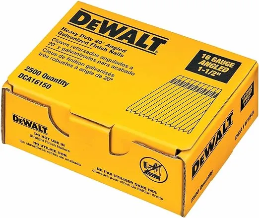 DEWALT Finish Nails, 20-Degree, 1-1/2-Inch, 16GA, 2500-Pack (DCA16150)