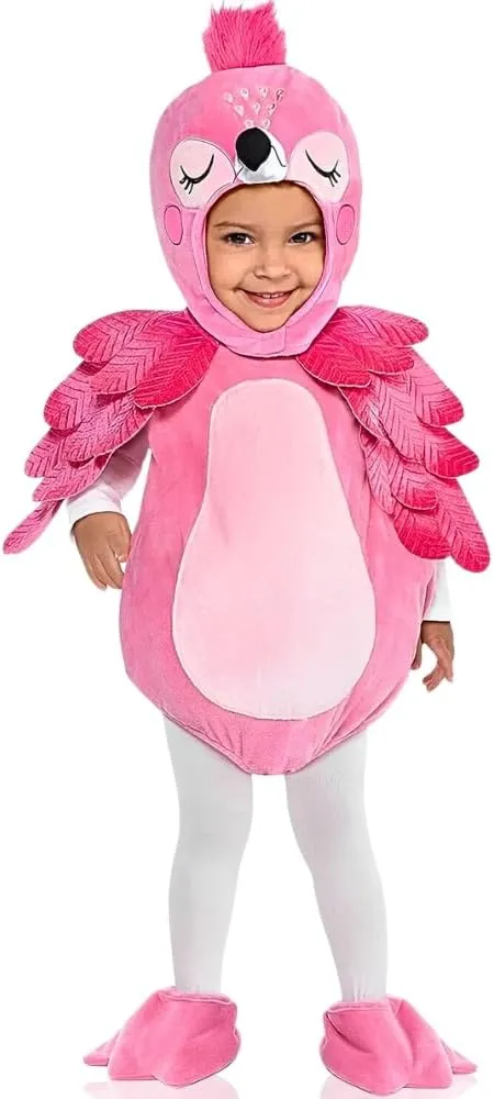 Pink Fleece Flamingo Tunic with Attached Wings Costume Set - (18-24 Months) - Adorable & Cozy Party Wear For Halloween Events