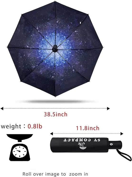 Travel Windproof Automatic Umbrella with pouch Starrysky Blue  Color For Unisex