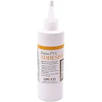 LINECO PVA Adhesive, Picture Frame Glue, Adhere Wood or MDF Frames, Dries Clear Flexible, 8 oz, Ideal for Wood Paper Board Framing Collage Crafts Bookbinding