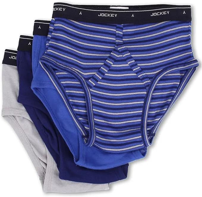 Jockey Cotton Low-Rise Brief 4-Pack Intense Royal/Majestic Blue/Mid Grey/Majestic Blue Stripe