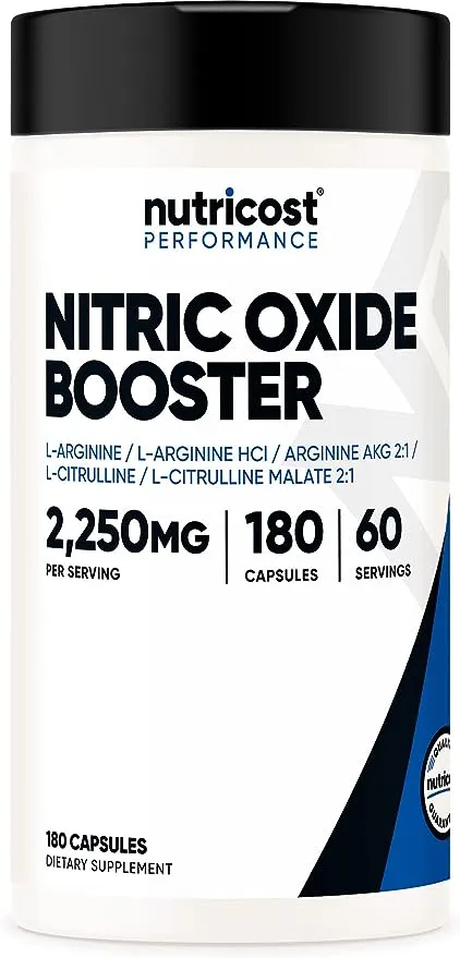 Potenciador de Óxido Nítrico 750mg, 180 Cápsulas, 60 Porciones, Energía, Resiste