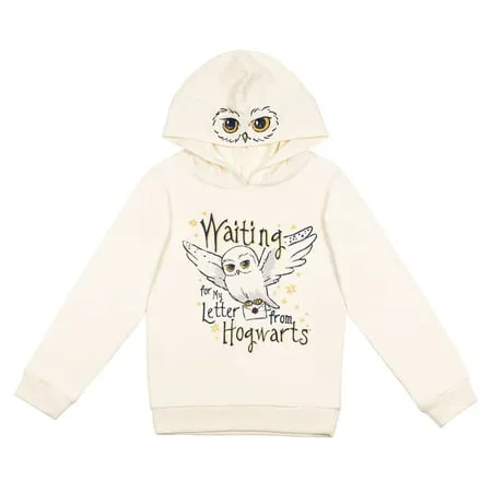 Harry Potter Hedwig Owl Big Girls French Terry Pullover Hoodie Little Kid to Big Kid