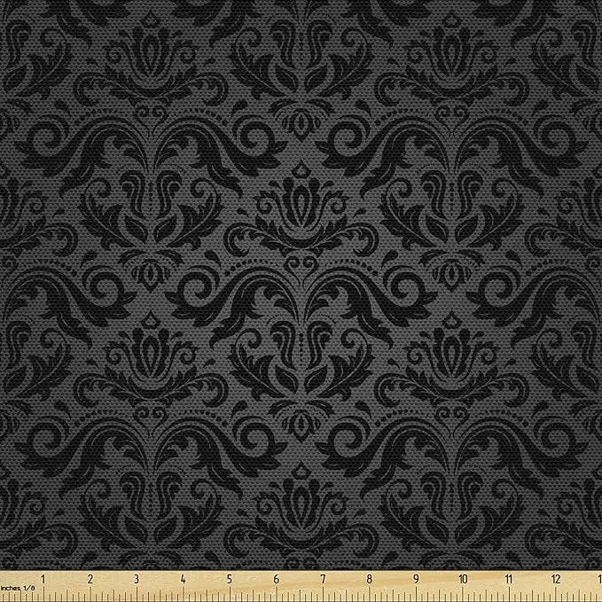 Ambesonne Dark Grey Fabric by the Yard Upholstery