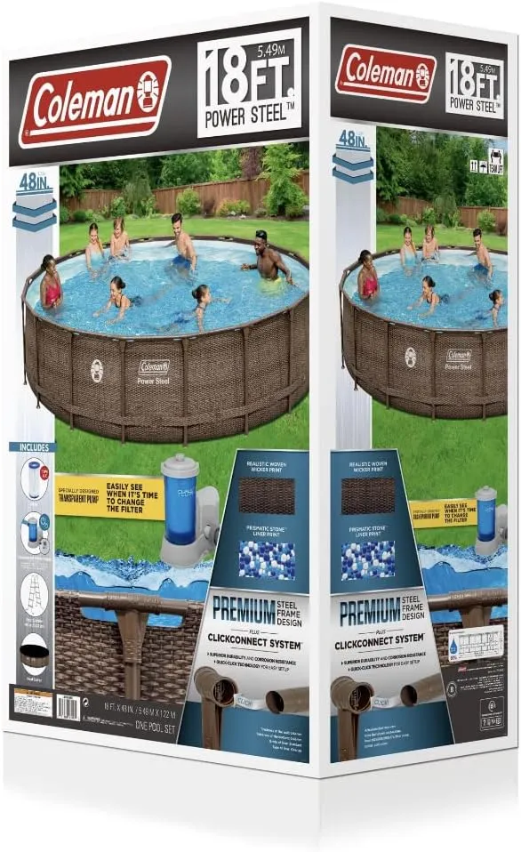 Coleman 18' x 48" Power Steel Frame Above-Ground Swimming Pool Set