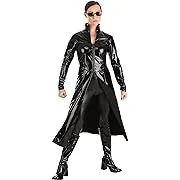 The Matrix Trinity Costume for Women, Long Black Jacket for Matrix Cosplay Party & Halloween Couples Costumes