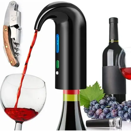 Electric Wine Aerator, Wine Aeration and Decanter Wine Dispenser Spout Pourer,Wine Accessories Gift for Wine Lovers-Black