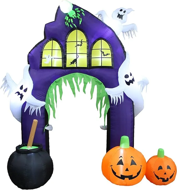 9 Foot Halloween Inflatable Ghosts Castle Archway Arch Pumpkins Yard Decoration