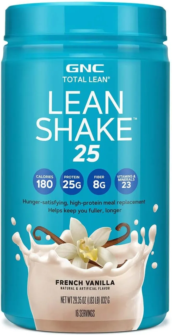 GNC Total Lean | Lean Shake 25 Protein Powder | High-Protein Meal Replacement Shake | French Vanilla | 16 Servings