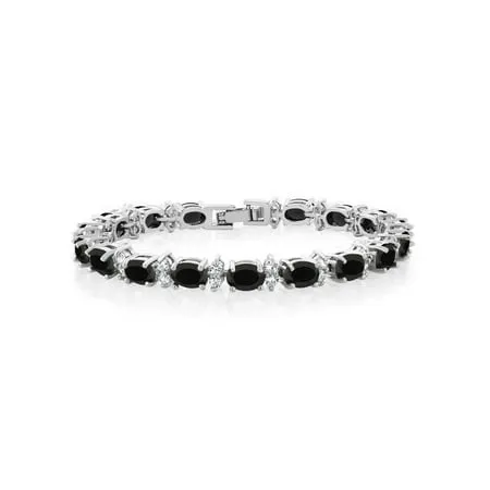 Gem Stone King 20.00 Ct Gorgeous Oval and Round 7 inches Sparkling Cubic Zirconia CZ Tennis Bracelet For Women