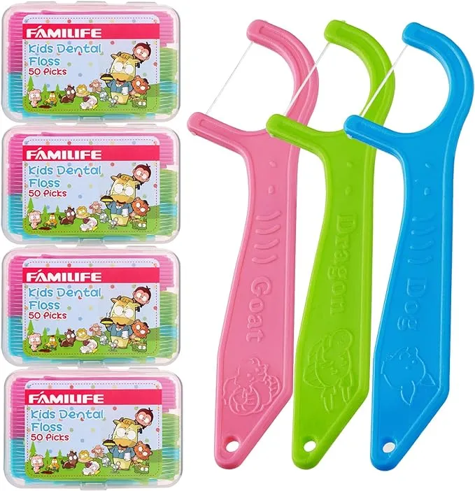 Dental Floss Picks, FAMILIFE Kids Flossers Toddler Threaders Children Unwaxed ...