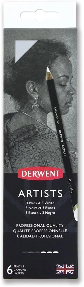 Derwent : Artists : Black & White Pencil : Metal Tin Set of 6