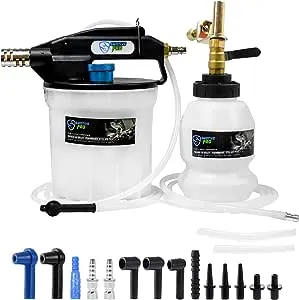 Pneumatic 2L Vacuum Brake Bleeder Fluid Extractor Pump Kit,Hands-Free Operation Air Pressure Brake Bleeder Tool with Adapters & 1L Refilling Bottle