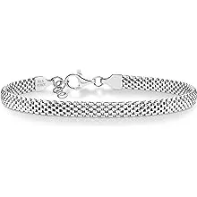 Miabella 925 Sterling Silver Italian 5mm Mesh Link Chain Bracelet (8&quot;)