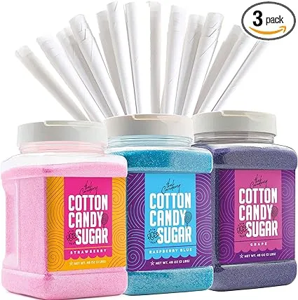 The Candery Cotton Candy Floss Sugar 3-Pack Includes 100 Premium Cones 3-Pack 46