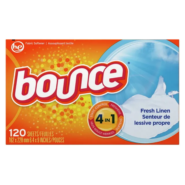 Bounce Fresh Linen Scented Fabric Softener Dryer Sheets, 120 Count