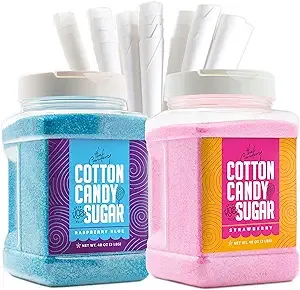 The Candery Cotton Candy Floss Sugar (2-Pack) Includes 100 Premium Cones