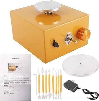 Mini Pottery Wheel Machine Electric Ceramic Work Forming Machine with 2 Mini Turntable Tray Diameter 65mm(2-7/12") &100mm (4")