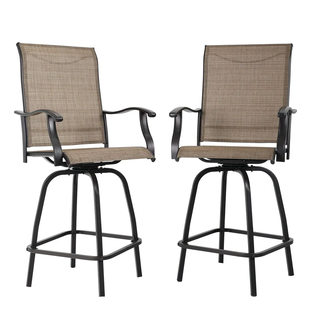 PHI VILLA All-weather Swivel Patio Bar Stools (Set of 2) - N/A