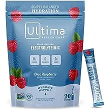 Ultima Replenisher Daily Electrolyte Drink Mix – Blue Raspberry 20 Stickpacks...