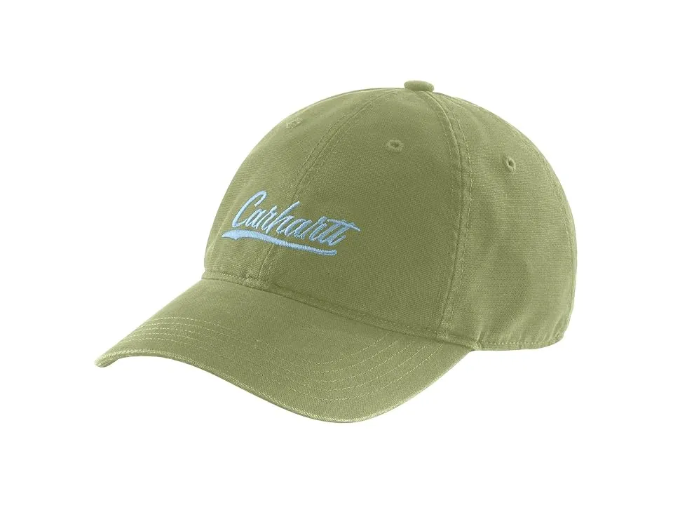 Women&#x27;s Carhartt Hat Canvas Script Logo Adjustable Cap Green Blue Hiking NWT