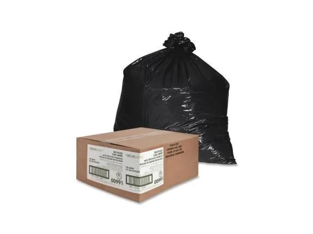 Nature Saver Trash Can Liners Rcycld 55-60 Gal 1.25mil 38"x58" 100/BX BK 00991