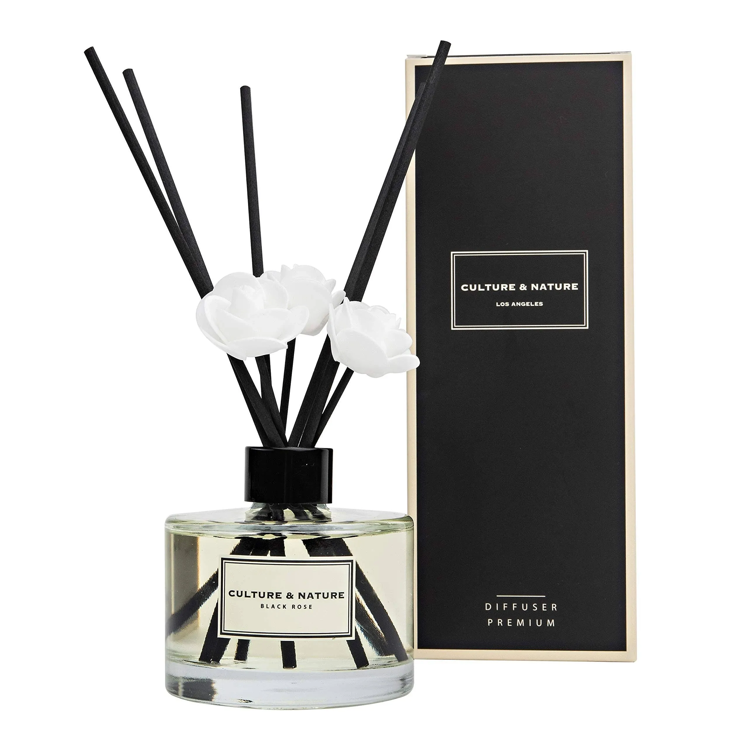 Culture & Nature Reed Diffuser 6.7 oz ( 200ml ) Black Rose Scented Reed Diffuser Set