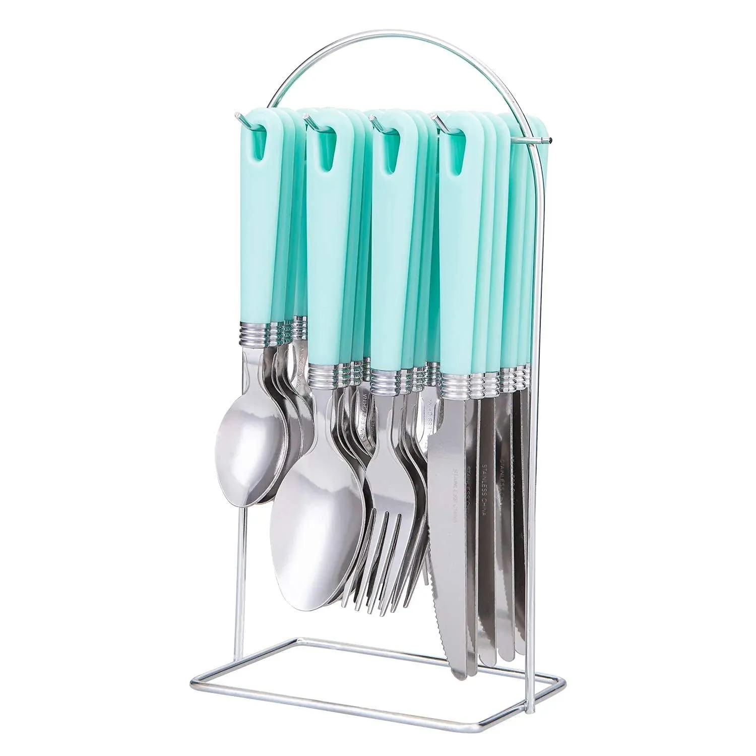 25-Piece Stainless Steel Flatware Set with Hanging Caddy