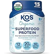 Organic Plant Protein with Blue Spirulina &amp; Immunity Blend 20.6 Oz By Kos