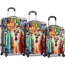 Dejuno 3-Piece Lightweight Hardside Spinner Upright Luggage Set - Parisian Nights