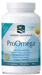 Nordic Naturals ProOmega, Lemon Flavor - 180 Soft Gels - 1280 mg Omega-3 - High-Potency Fish Oil with EPA & DHA - Promotes Brain, Eye, Heart, & Immune Health - Non-GMO - 90 Servings