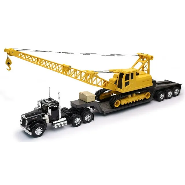 W900 Truck Lowboy Crane Long Haul Trucker 1/32 Diecast Model