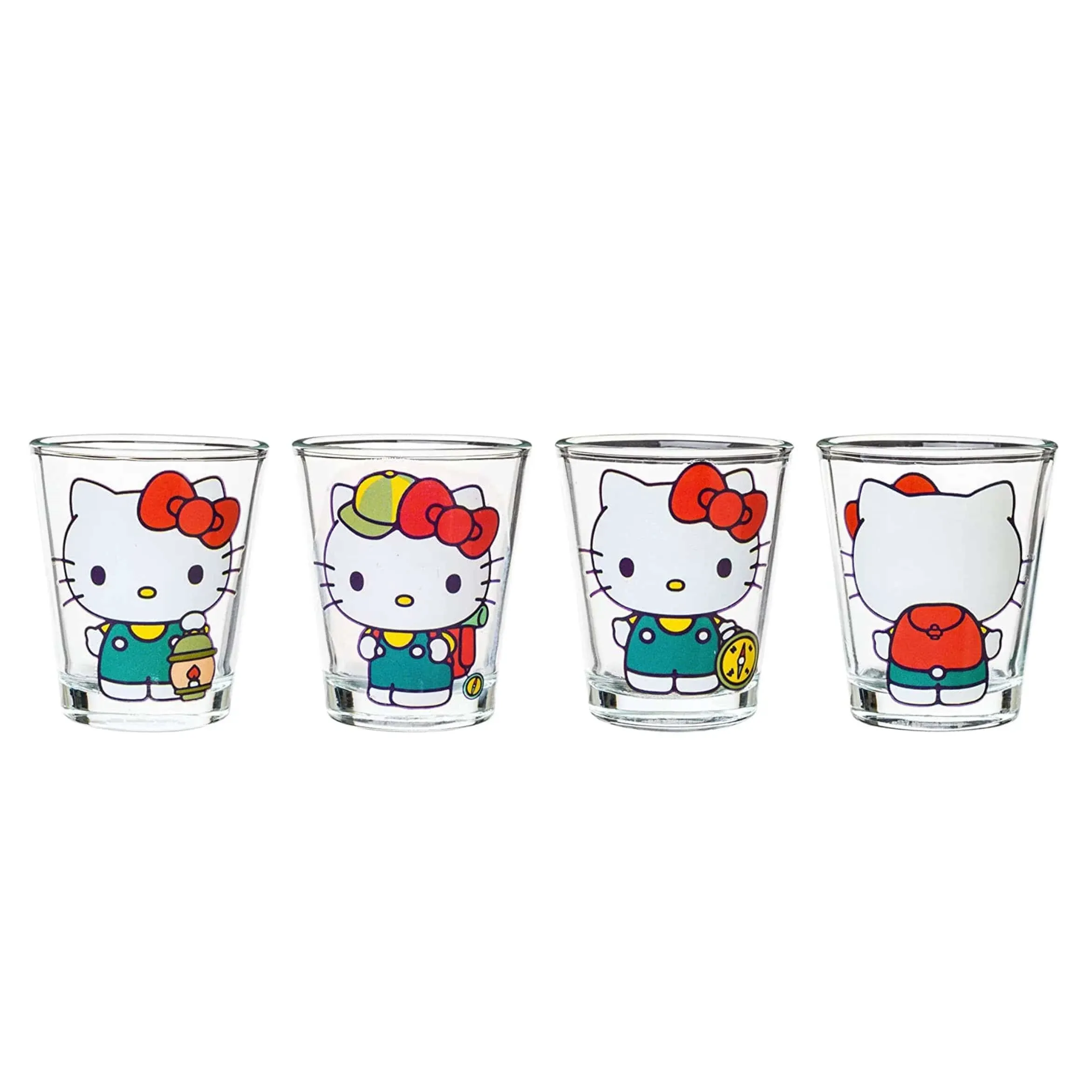 Silver Buffalo Sanrio Hello Kitty Camping 4 Pack Mini Glass Set, 1.5 OuncesSilver Buffalo Sanrio Hello Kitty Camping 4 Pack Mini Glass Set, 1.5 Ounces